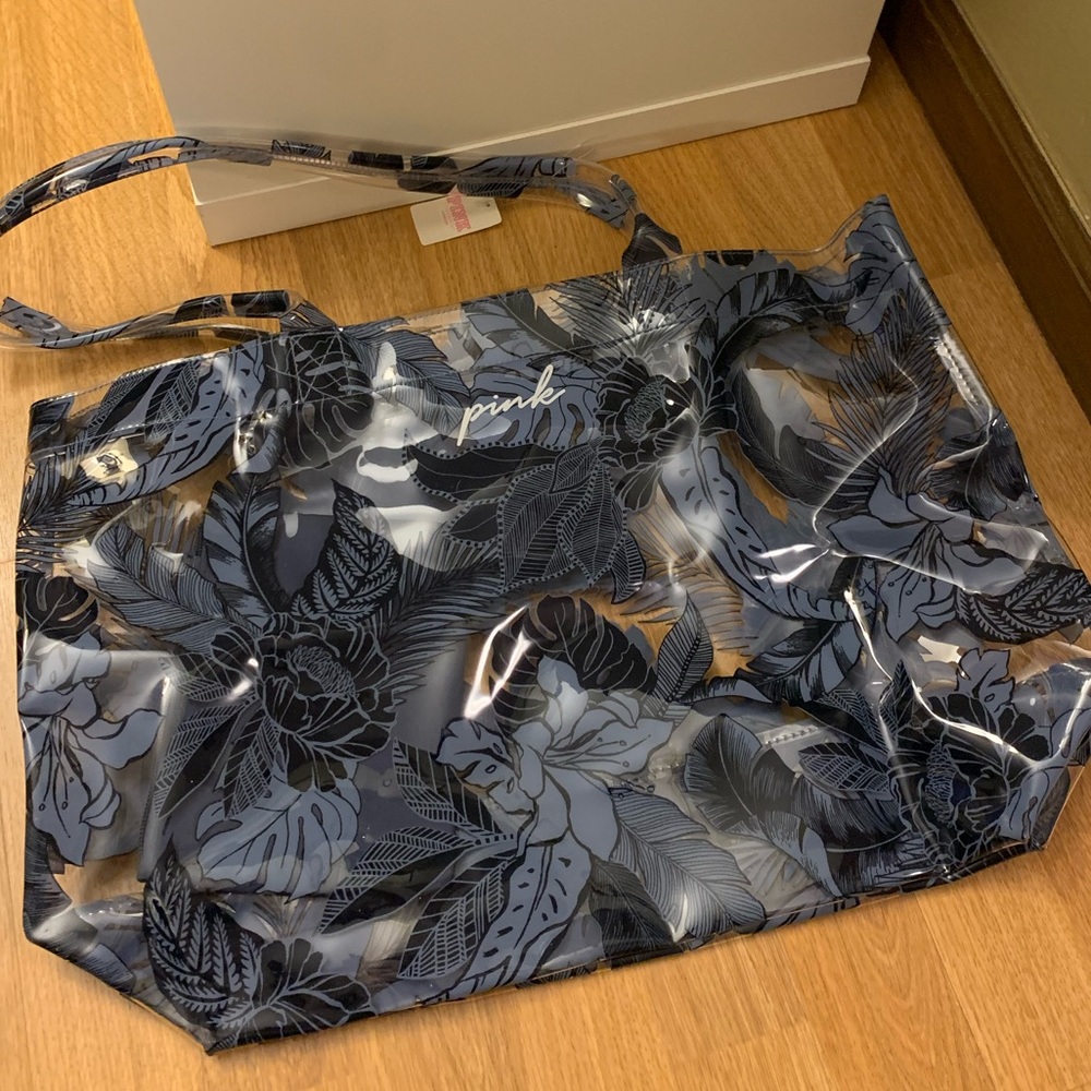 Victoria’s Secret PINK tote bag - blue and clear floral NWT